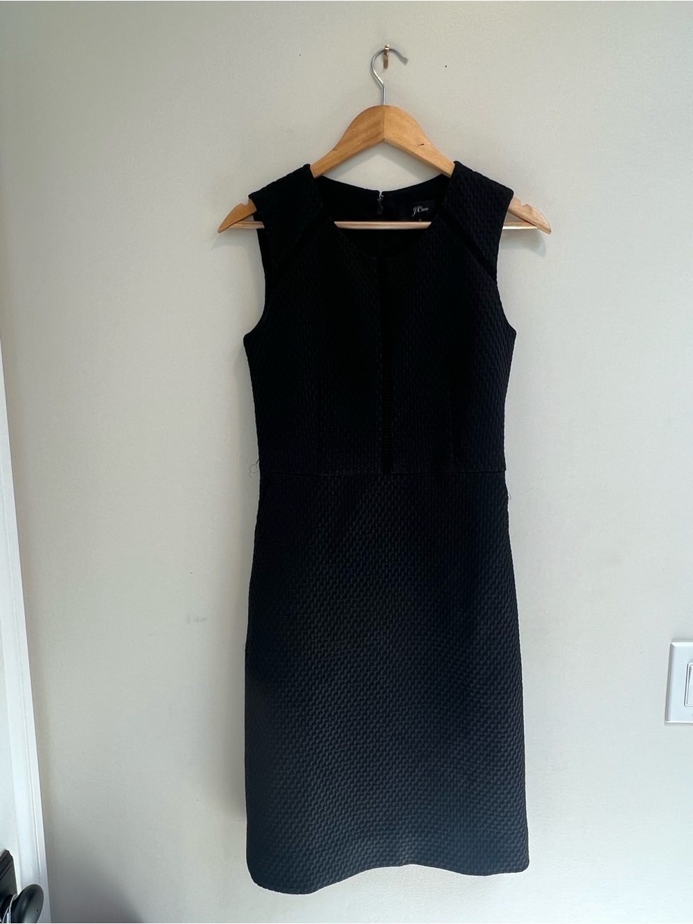 J. Crew Black Sleeveless Textured Midi Sheath Dress